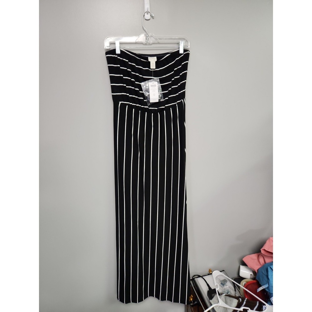 New Chico's dress ZENERGY STRIPED STRAPLESS DRESS Size 0 NWT